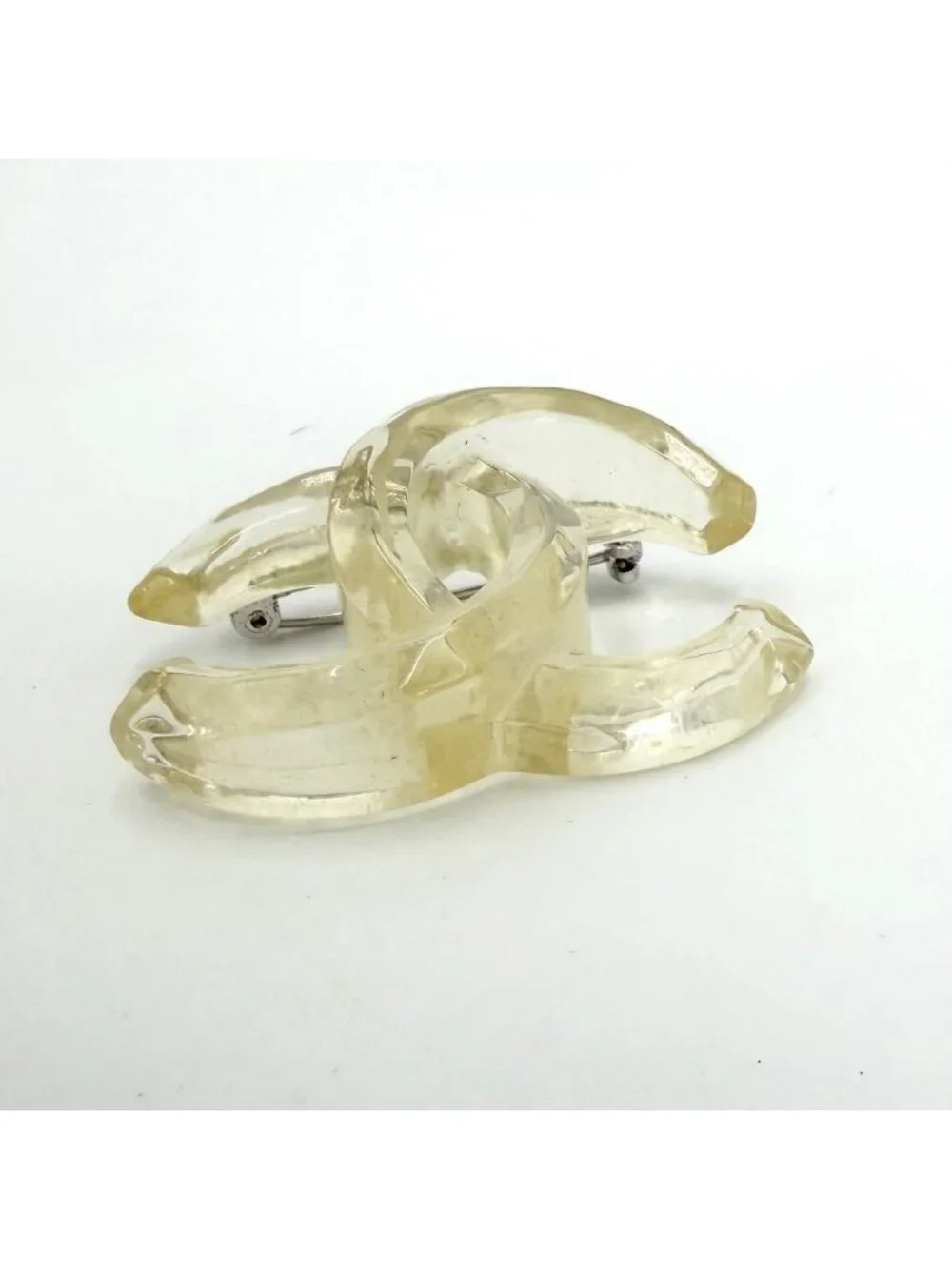 Chanel Brooch CC Logo Clear